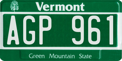 VT license plate AGP961