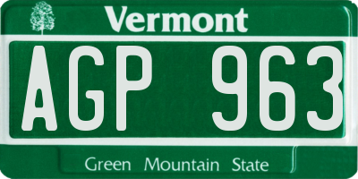 VT license plate AGP963