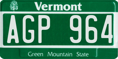 VT license plate AGP964