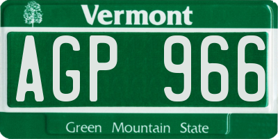 VT license plate AGP966