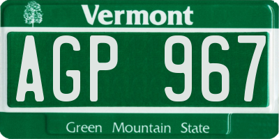 VT license plate AGP967