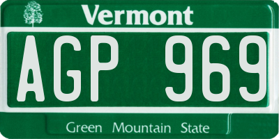 VT license plate AGP969