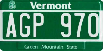 VT license plate AGP970