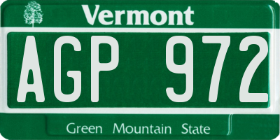 VT license plate AGP972