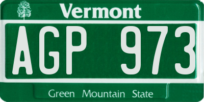 VT license plate AGP973