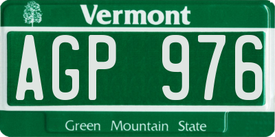 VT license plate AGP976