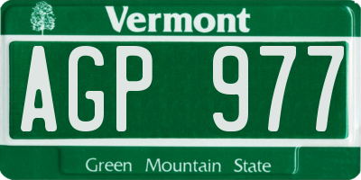 VT license plate AGP977