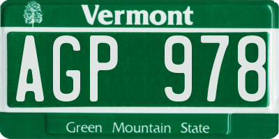 VT license plate AGP978