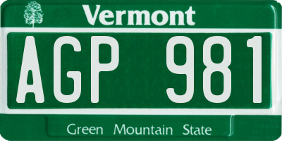 VT license plate AGP981