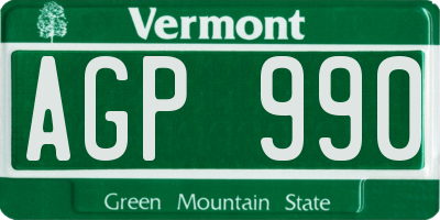 VT license plate AGP990