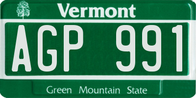 VT license plate AGP991