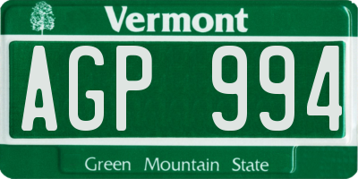 VT license plate AGP994