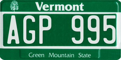 VT license plate AGP995