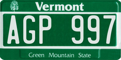 VT license plate AGP997