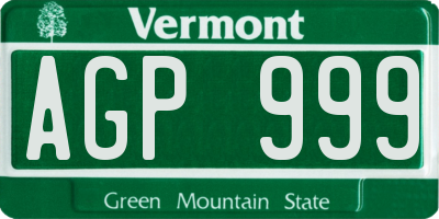 VT license plate AGP999