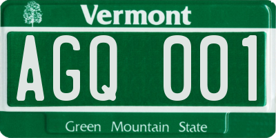 VT license plate AGQ001