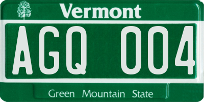 VT license plate AGQ004