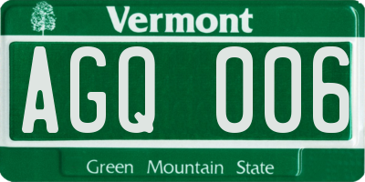 VT license plate AGQ006