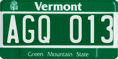 VT license plate AGQ013