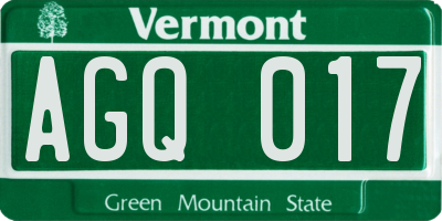 VT license plate AGQ017