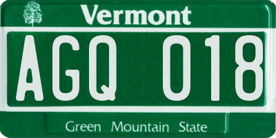 VT license plate AGQ018