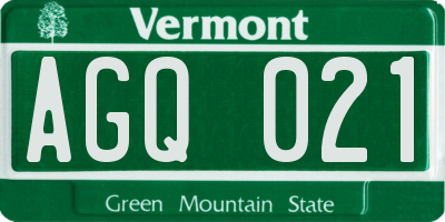 VT license plate AGQ021