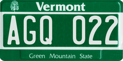VT license plate AGQ022