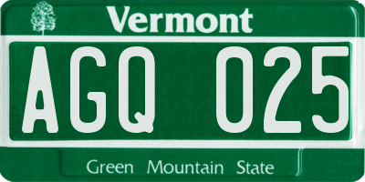 VT license plate AGQ025