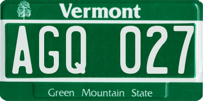 VT license plate AGQ027