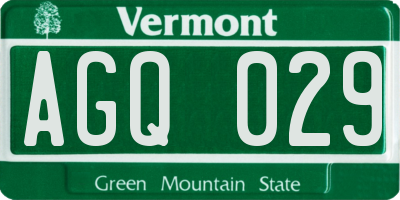 VT license plate AGQ029