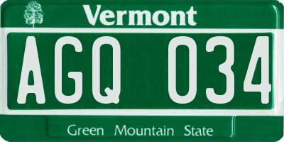 VT license plate AGQ034