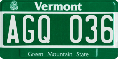 VT license plate AGQ036