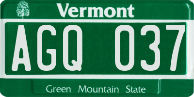 VT license plate AGQ037