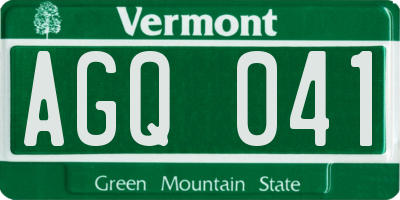 VT license plate AGQ041