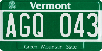 VT license plate AGQ043