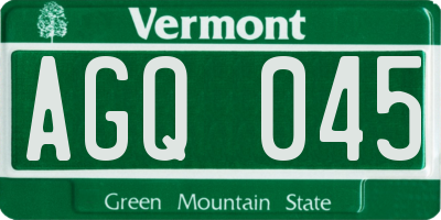 VT license plate AGQ045