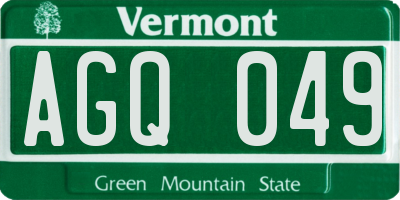 VT license plate AGQ049