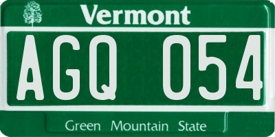 VT license plate AGQ054