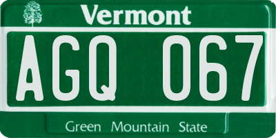 VT license plate AGQ067