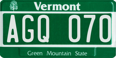 VT license plate AGQ070