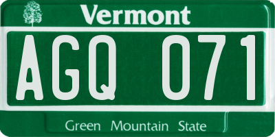 VT license plate AGQ071