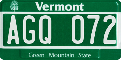 VT license plate AGQ072