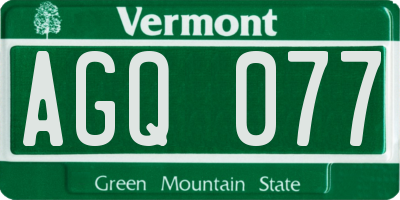 VT license plate AGQ077