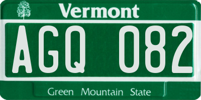 VT license plate AGQ082