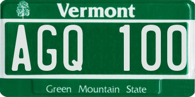 VT license plate AGQ100