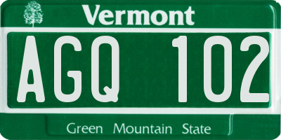 VT license plate AGQ102