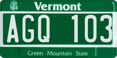 VT license plate AGQ103