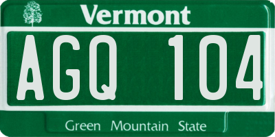 VT license plate AGQ104