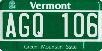VT license plate AGQ106