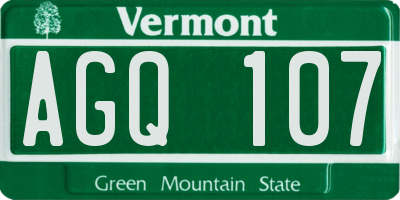 VT license plate AGQ107